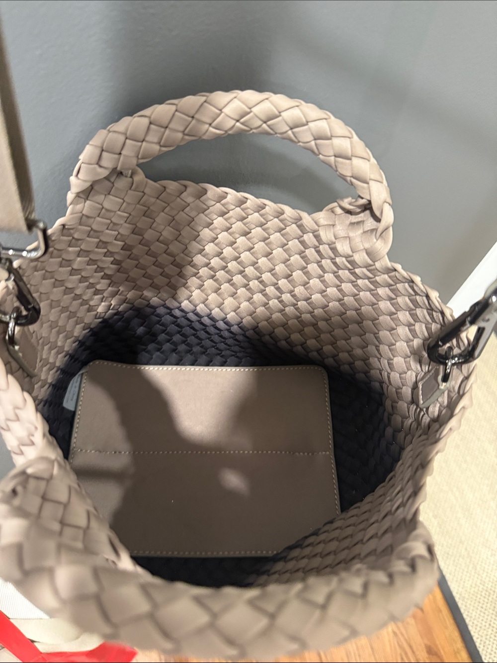 Like New Naghedi St. Barths Small Tote Bag Black Sand Dip Dye with Crossbody - Picture 4 of 6